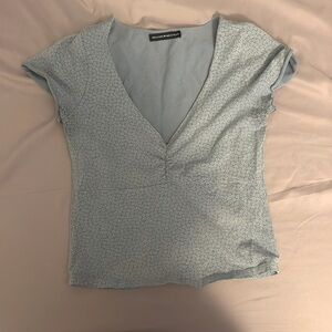 baby blue brandy top with flowers